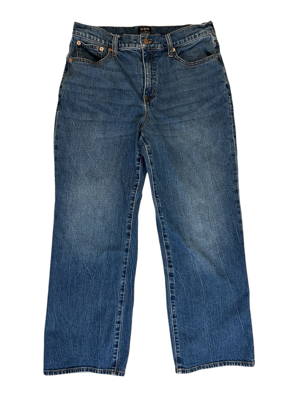 J.Crew Full Length Wide Leg Jeans Womens 30P Petite Blue Denim High Rise Stretch